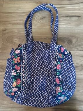 Blue Floral Embroidered mini duffle